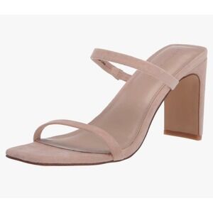 NEW The Drop Nude Size 8 Suede Square Toe Block Heel Slide Sandals‎